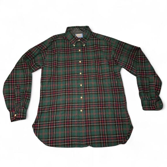 Pendleton 100% Virgin Wool Button-Down L Green Sinclair Hunting Tartan USA - Picture 4 of 5